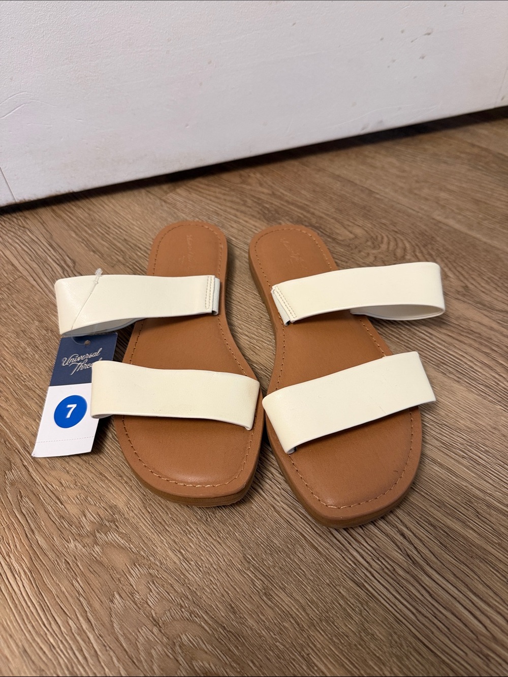 Universal Thread Cream Double-Strap Slide Sandals